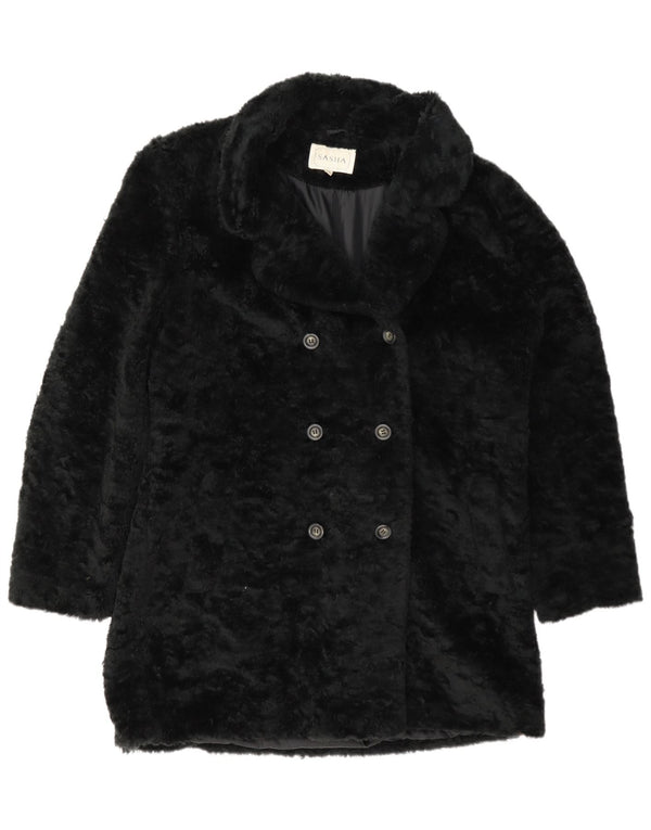 Sasha Damen Zweireihiger Kunstpelzmantel UK 14 Large Schwarz Acryl