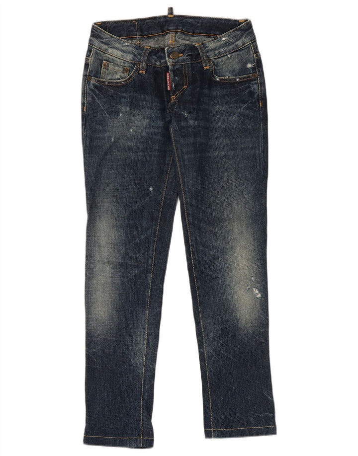 Dsquared2 Damen Distressed Slim Jeans IT 38 XS W28 L29 Blaue Baumwolle