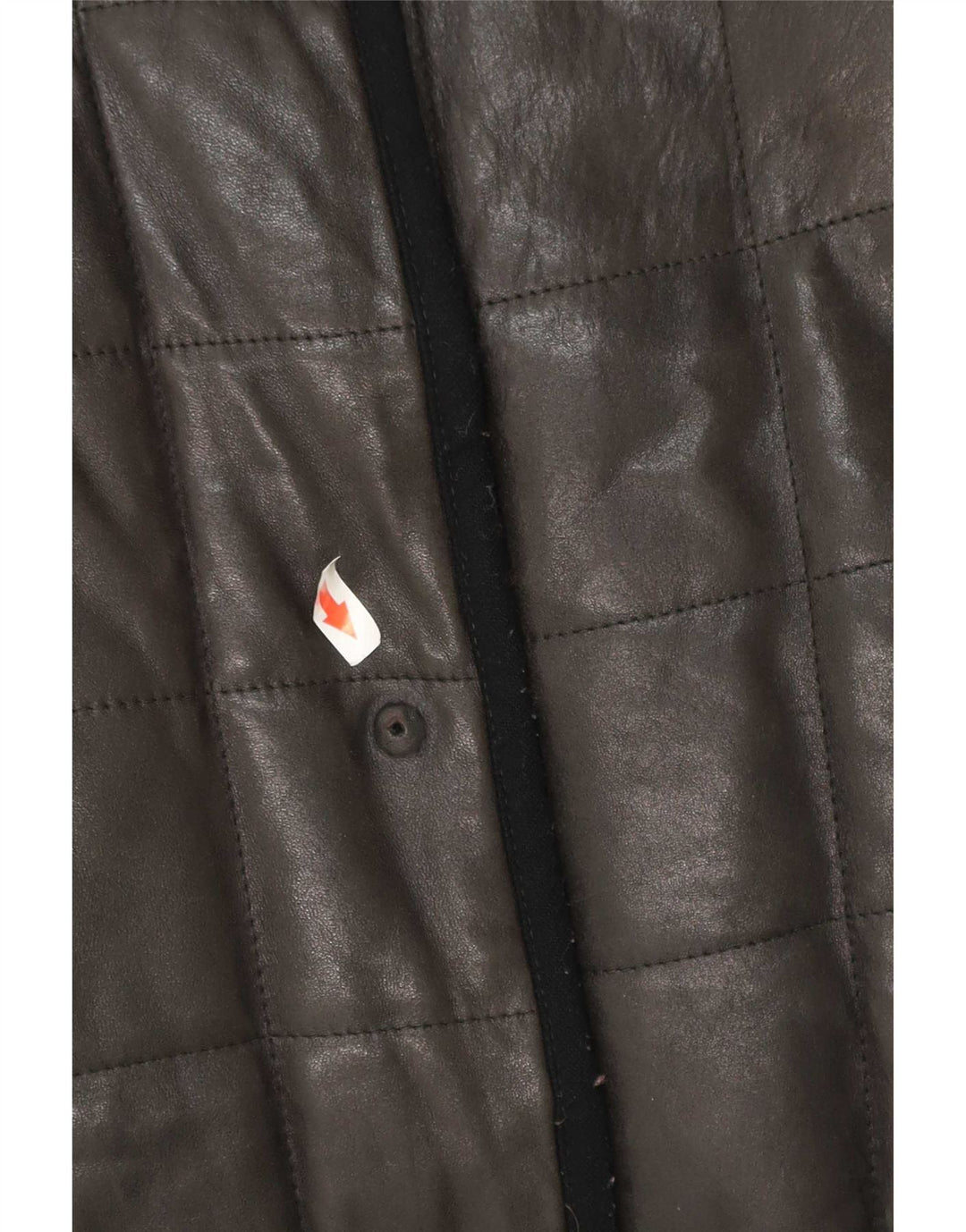 Vintage Damen gepolsterter Ledermantel UK 12 Medium Schwarz