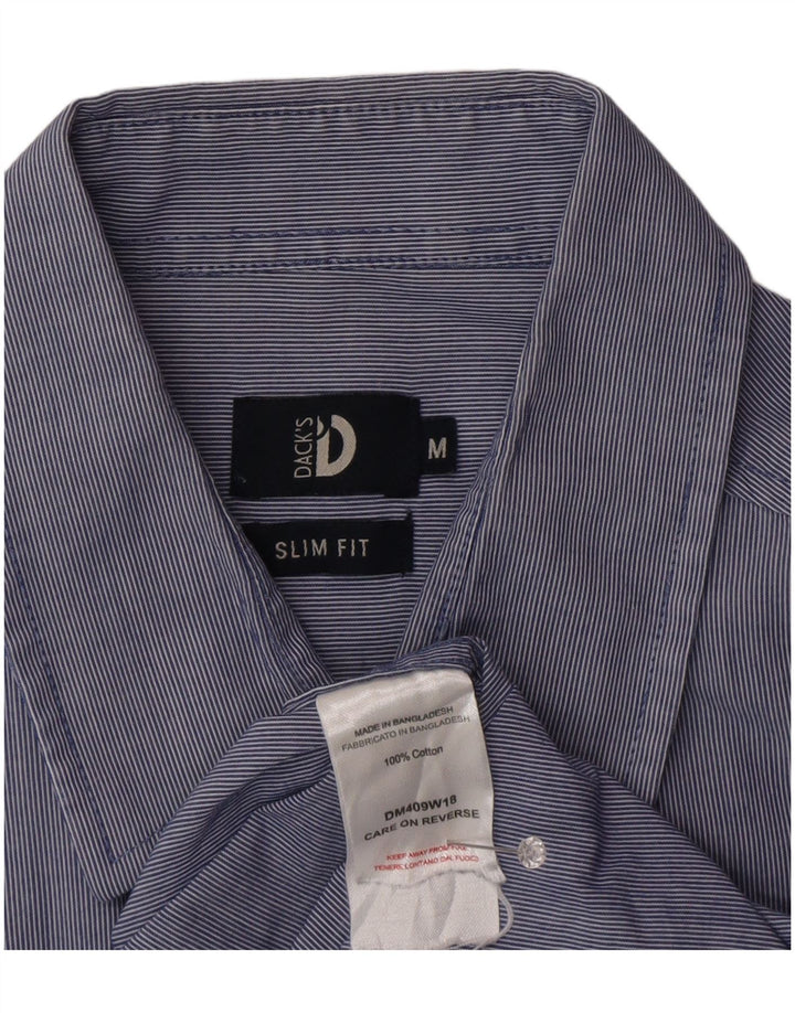 Dack's Slim-Fit-Hemd für Herren aus mittelblauer Nadelstreifen-Baumwolle