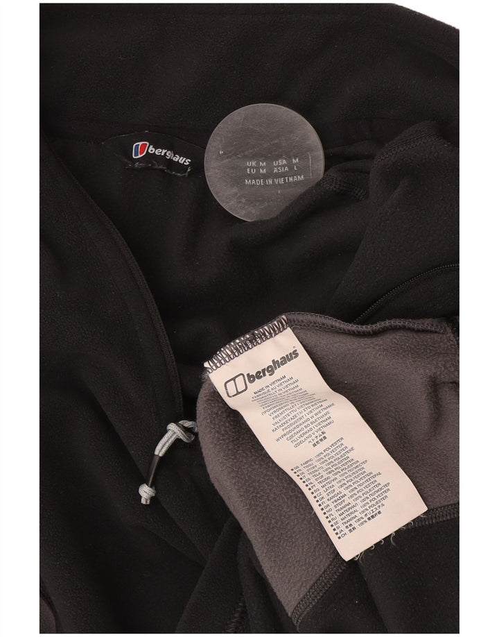 Berghaus Herren-Fleecepullover mit Reißverschluss am Hals, mittelschwarzes Farbblock-Polyester