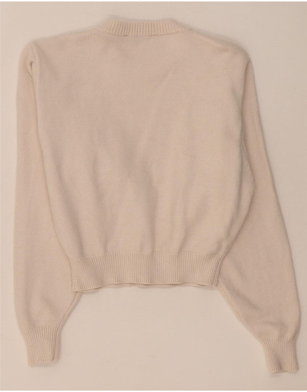 Zara Damen Crop Crew Neck Pullover Pullover UK 14 Mittelbeige Viskose