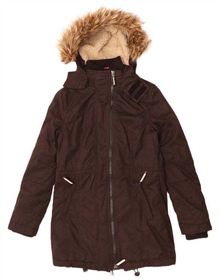 Superdry Damen The Windparka Hooded Parka Jacke UK 14 Medium Schwarz