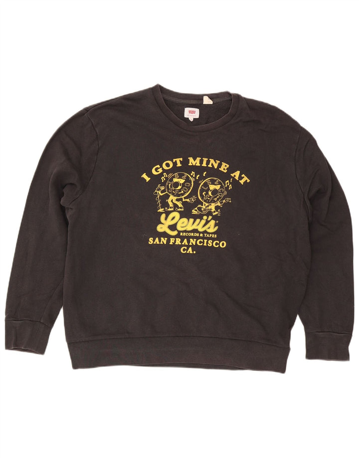 Levi's Herren-Sweatshirt mit Grafik, 2XL, schwarze Baumwolle