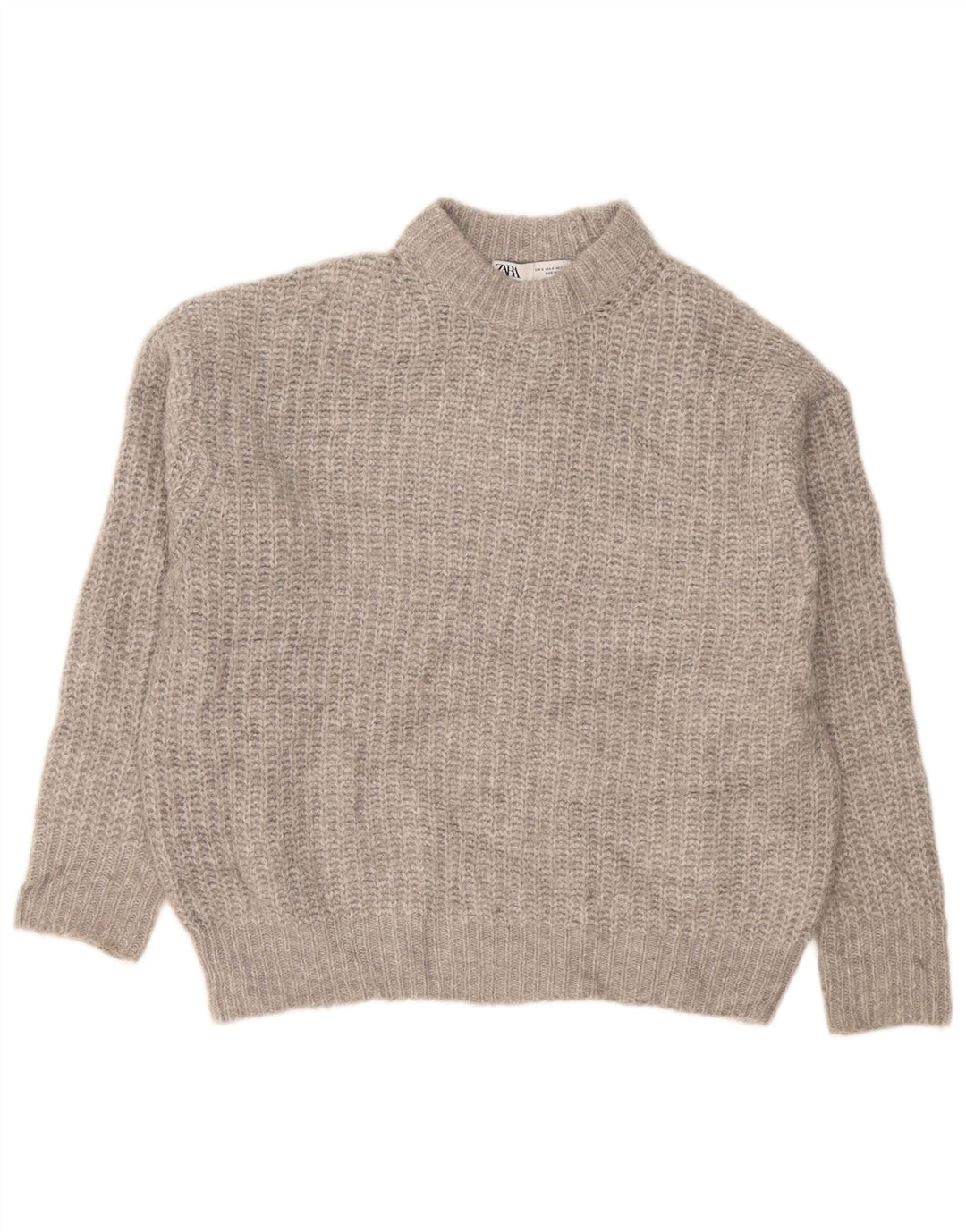 Zara Damen-Pullover mit Rollkragen, übergroß, Gr. 10, Größe S, Grau, Polyester