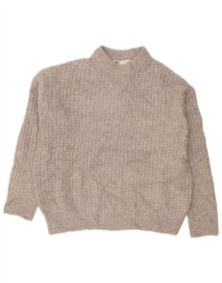 Zara Damen-Pullover mit Rollkragen, übergroß, Gr. 10, Größe S, Grau, Polyester