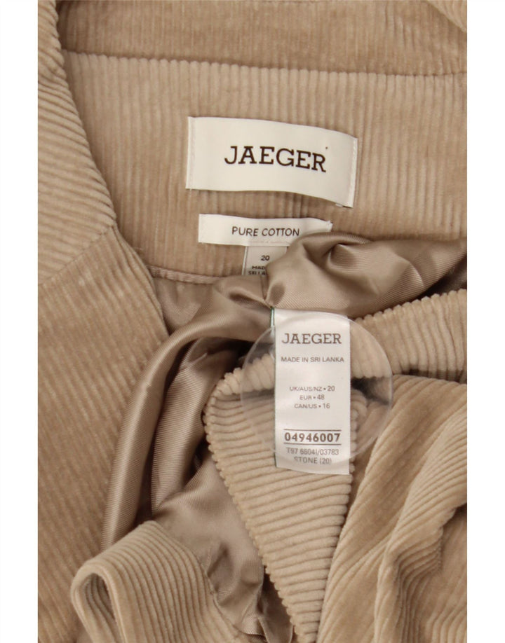 JAEGER Damen 1-Knopf-Blazer aus Cord, UK 20 2XL, beige Baumwolle