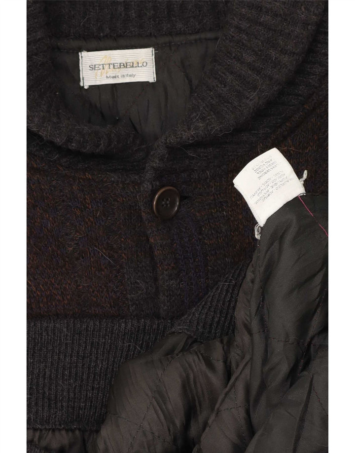 Settebello Herren-Strickjacke, groß, grau kariert, Acryl