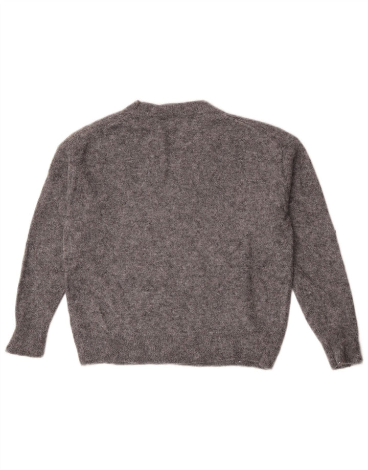 Zara Damen-Pullover, übergroß, V-Ausschnitt, Gr. 10, Größe S, Grau meliert