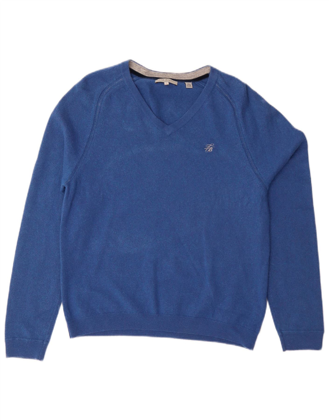 Ted Baker Damen-Pullover mit V-Ausschnitt, Größe 5, XL, blaue Wolle