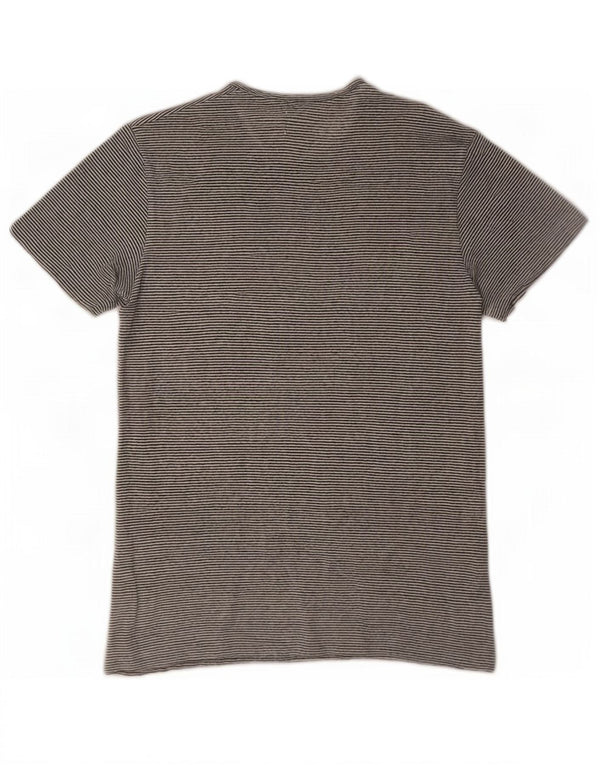 Zara Herren T-Shirt Top Small Weiß Gestreiftes Leinen