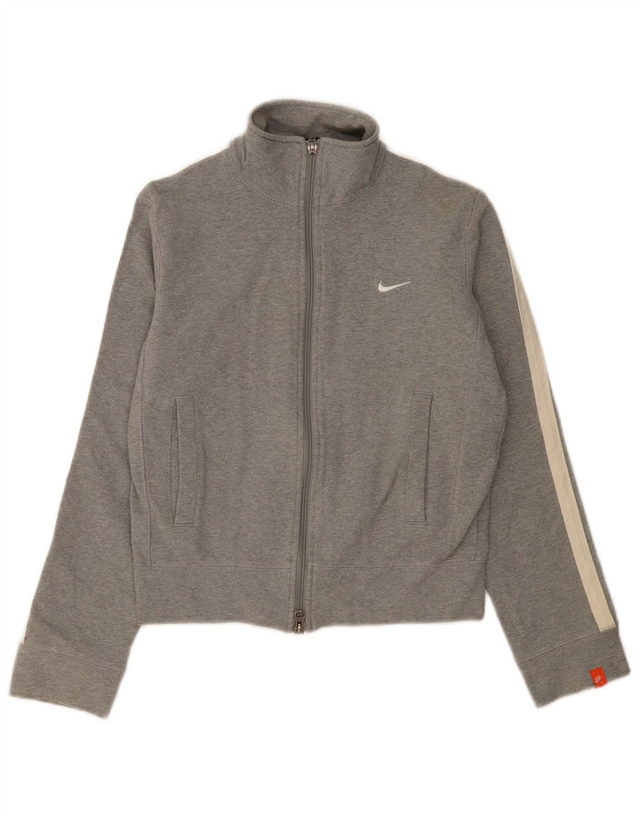 Nike Damen-Trainingsanzug-Top-Jacke UK 10/12 Mittelgrauer Farbblock