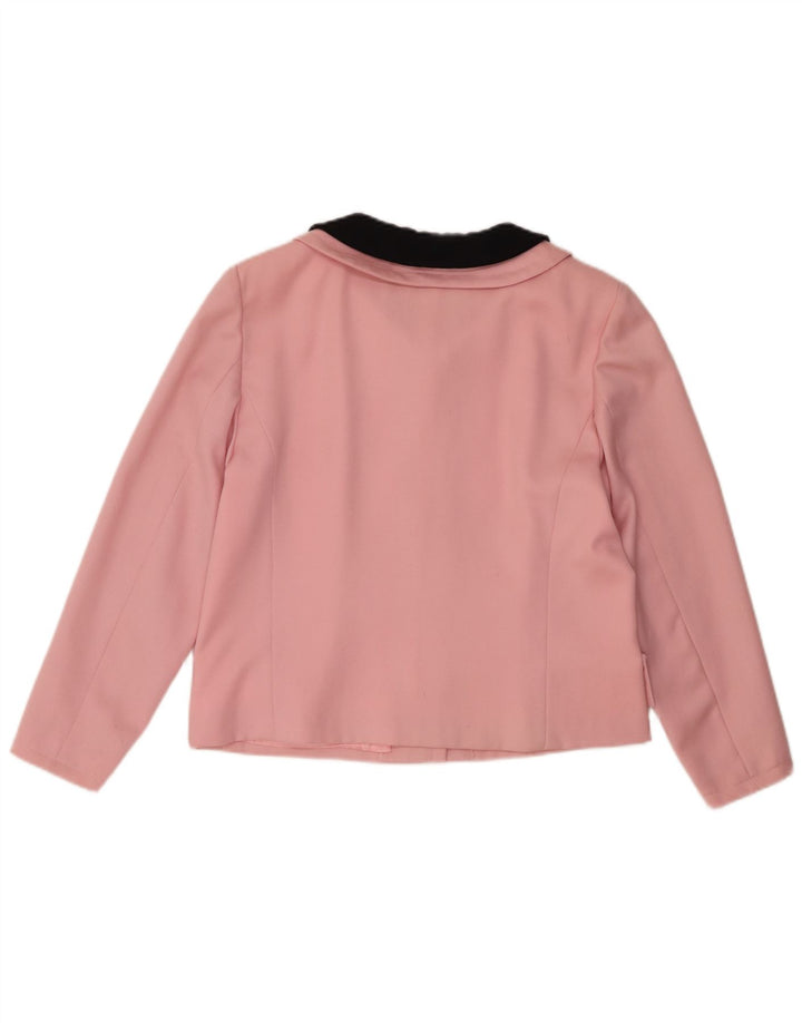 Vintage Damen Bolero Jacke UK 12 Mittelrosa Farbblock
