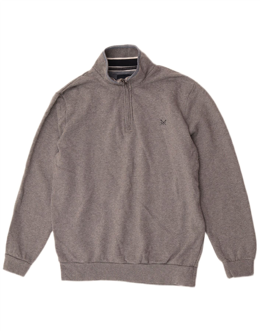 Crew Clothing Herren-Sweatshirt mit Reißverschluss am Hals, groß, aus grauer Baumwolle