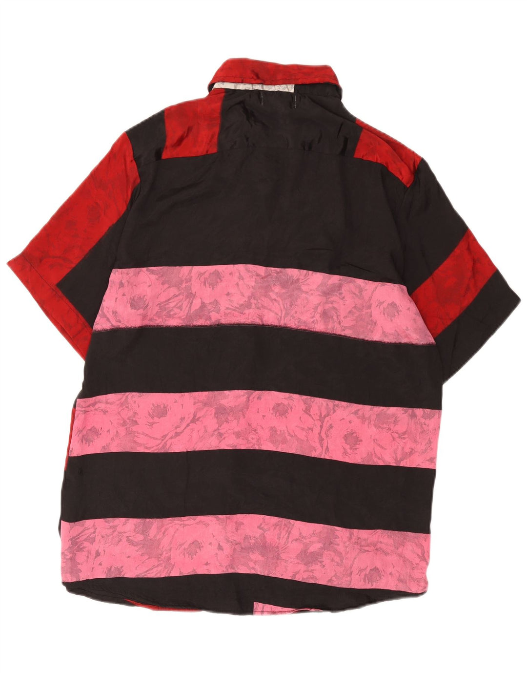 Vintage Herren Kurzarmhemd Große rote Colourblock-Seide