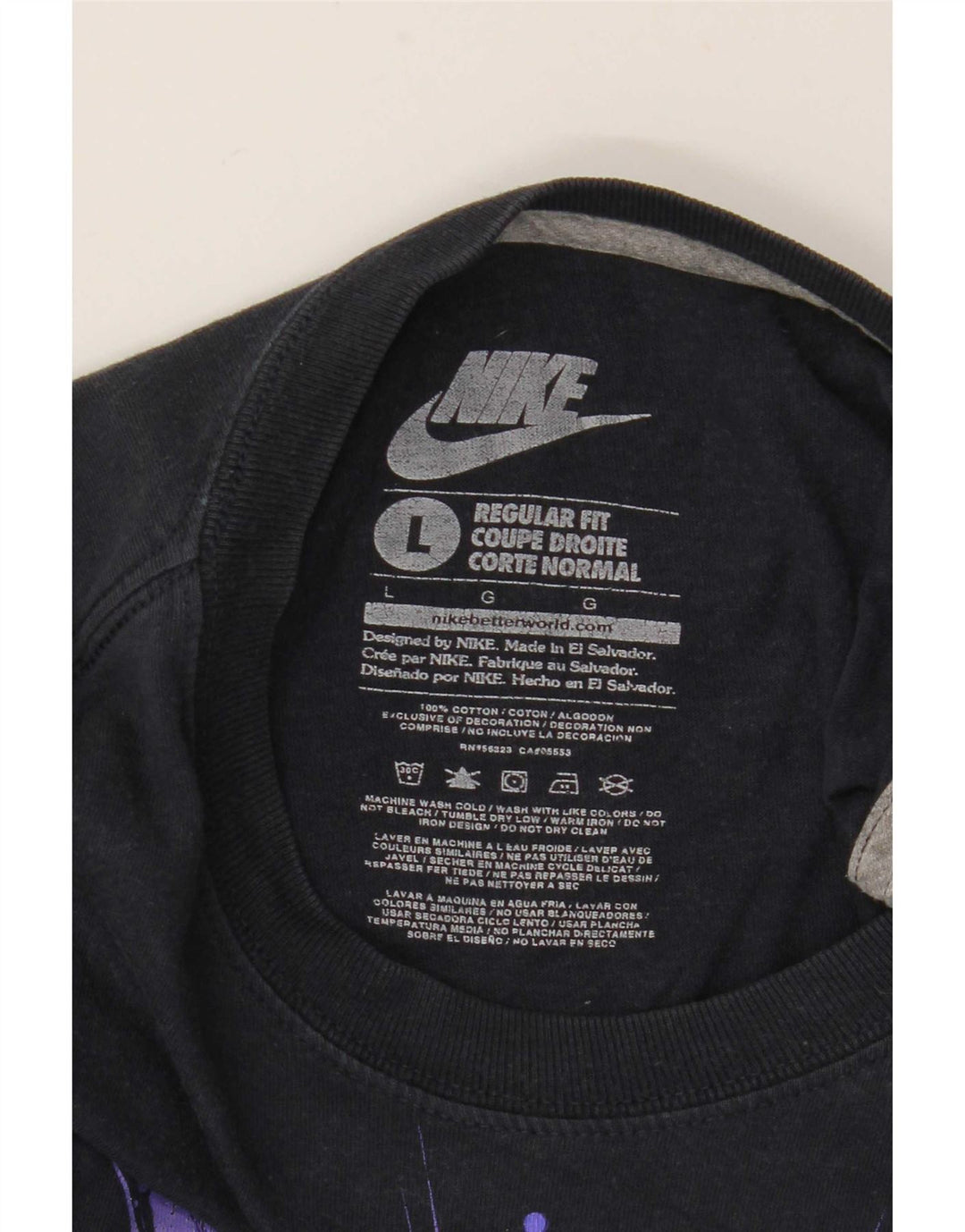 Nike Herren-T-Shirt mit normaler Passform, Grafik, Größe L, Schwarz, Baumwolle