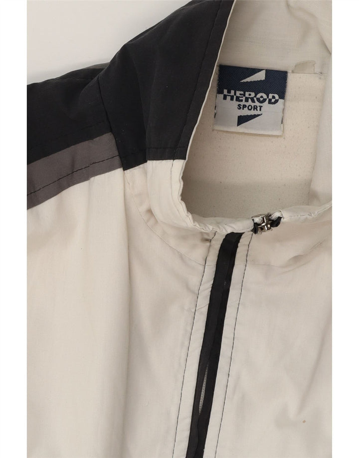 Herod Sport Herren Bomberjacke mit Grafik, UK 40, Größe L, Weiß, Colourblock-Baumwolle