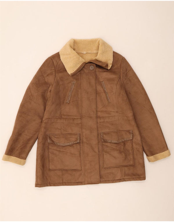 Marks & Spencer Damen Sherpa-Jacke UK 16 Large Braun Polyester