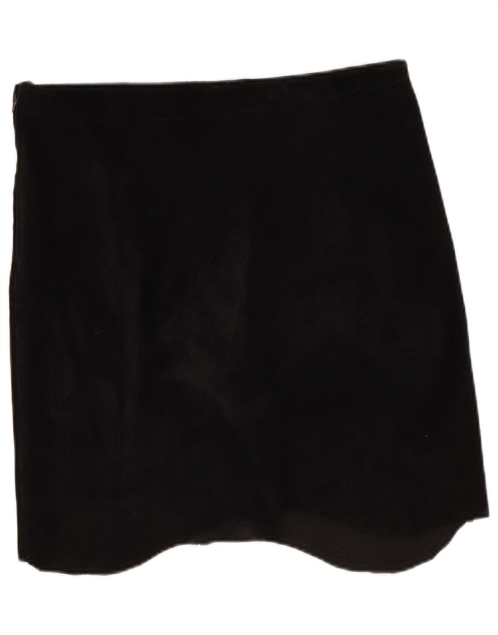 Vintage Damen Wildleder Asymmetrischer Rock W32 Groß Schwarz