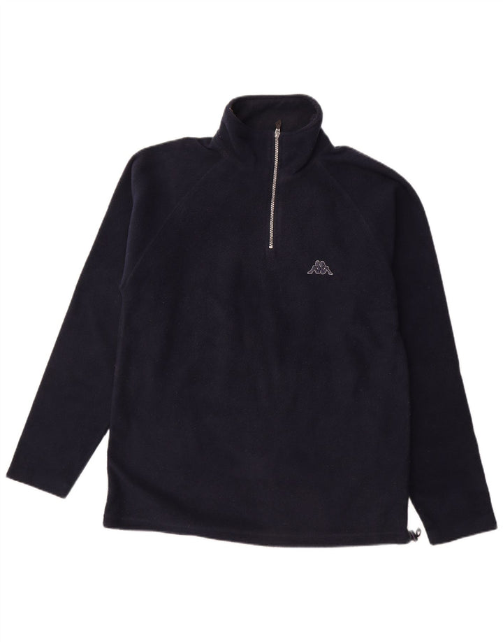 KAPPA Herren-Fleecepullover mit Reißverschluss am Hals, mittelmarineblaues Polyester
