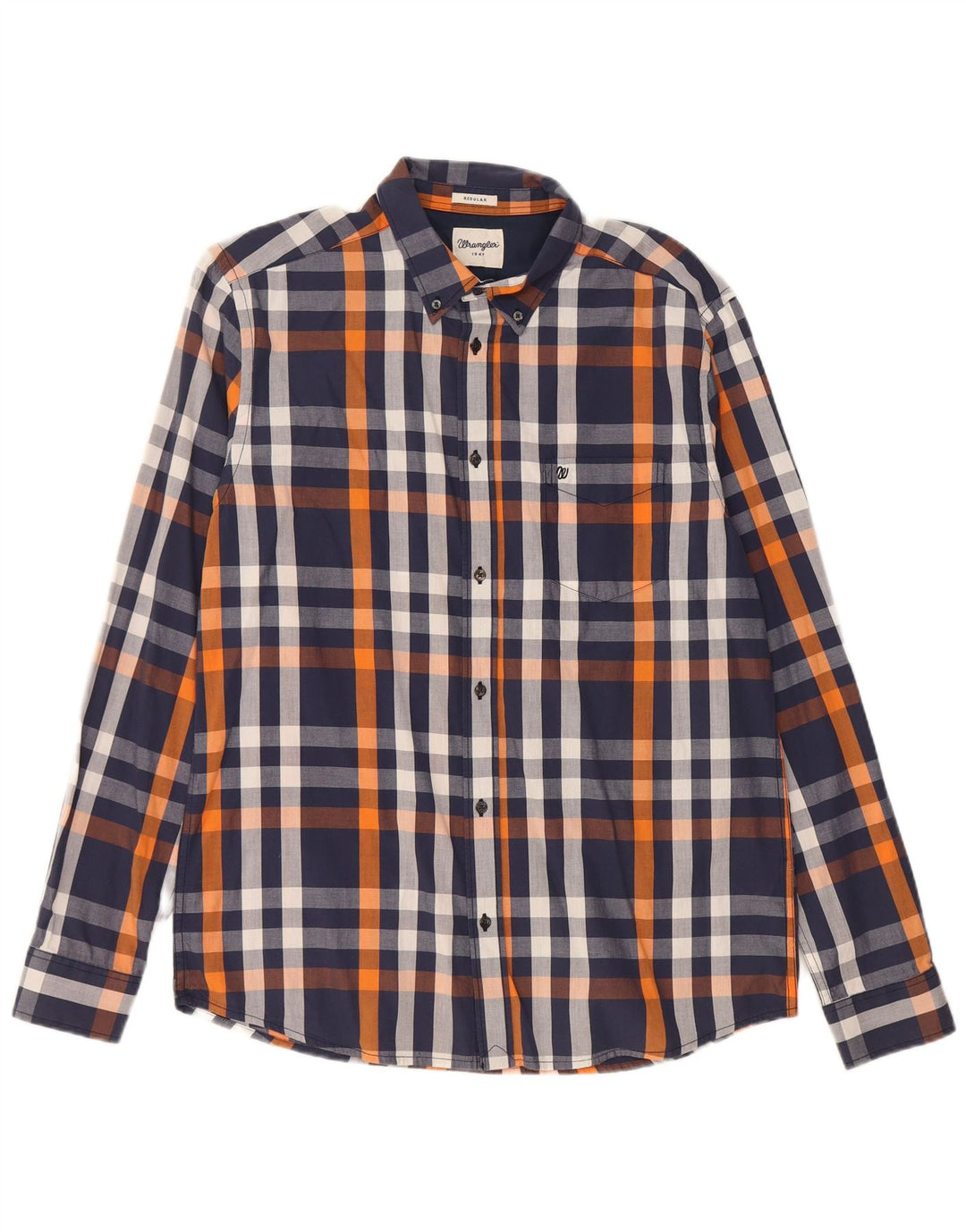 Wrangler Herren-Hemd in normaler Passform, mittelmarineblau, kariert, Baumwolle