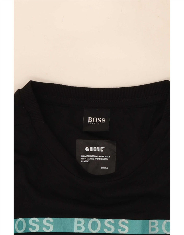 Hugo Boss Herren-T-Shirt mit Grafik, Größe S, schwarze Baumwolle
