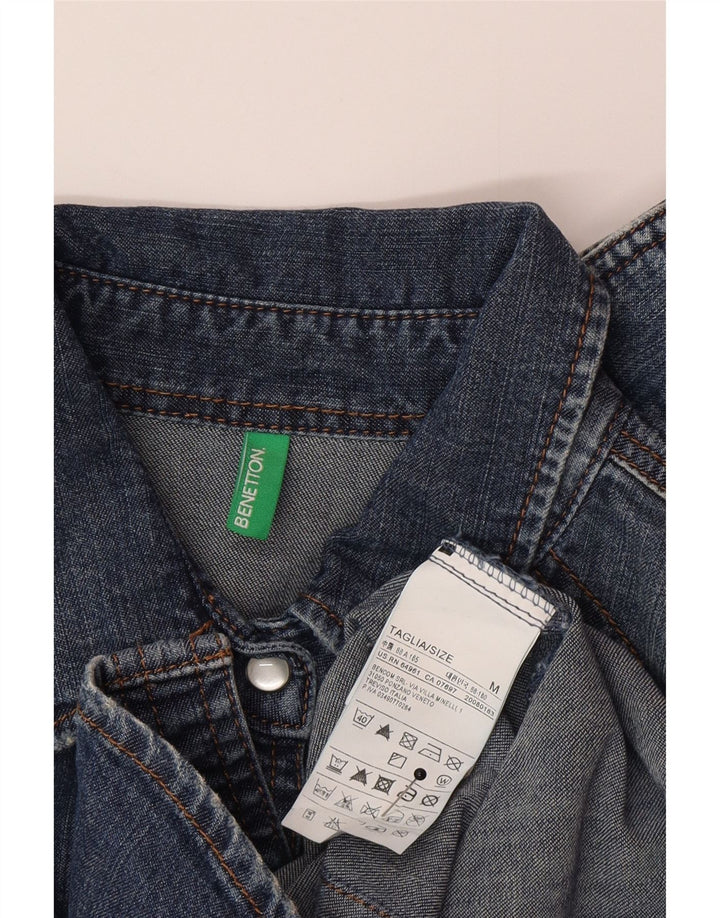 Benetton Damen Jeanshemd UK 12 Mittelblaue Baumwolle