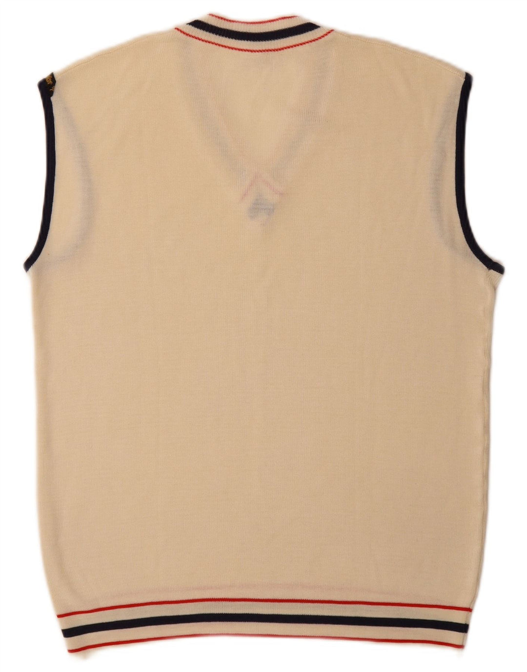 Vintage Herren Weste Tank Top Small Beige Acryl