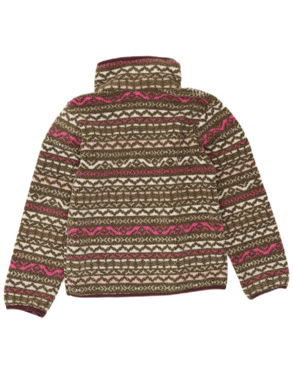 Columbia Mädchen-Fleecepullover mit Knopfkragen, 7–8 Jahre, Größe S, Khaki, Fair Isle