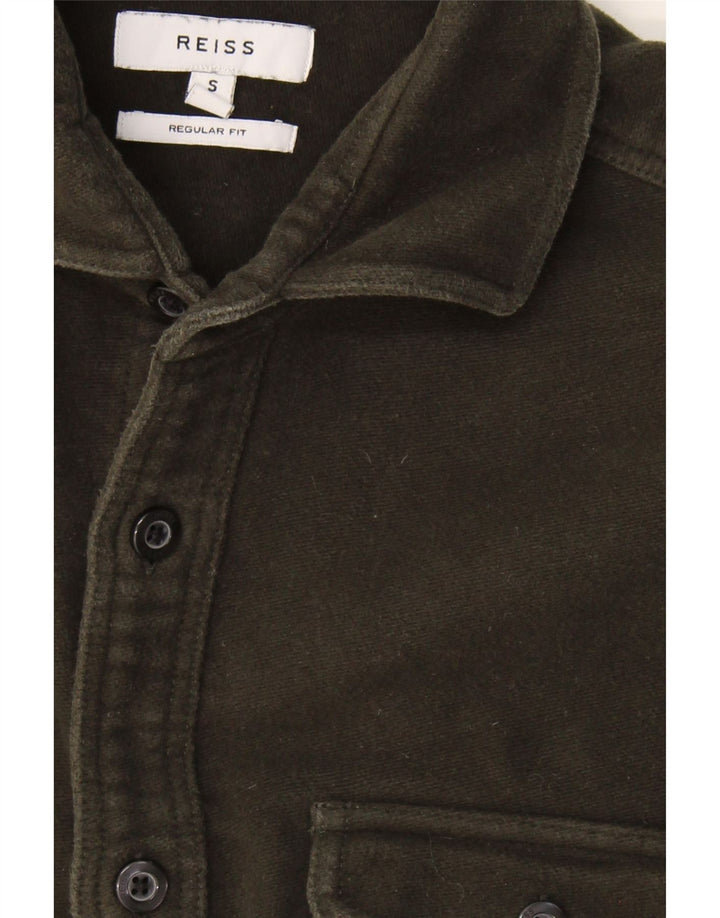 REISS Mens Regular Fit Flannel Shirt Small Green Cotton Vintage Reiss and Second-Hand Reiss from Messina Hembry 