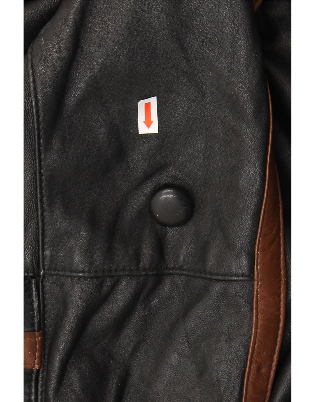 VINTAGE Herren Ledermantel UK 40 Large Schwarz Colourblock