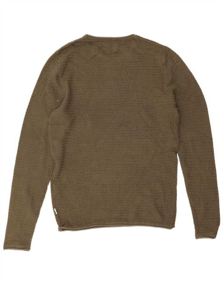Jack & Jones Herren-Pullover mit Rundhalsausschnitt, Größe S, Khaki, Baumwolle