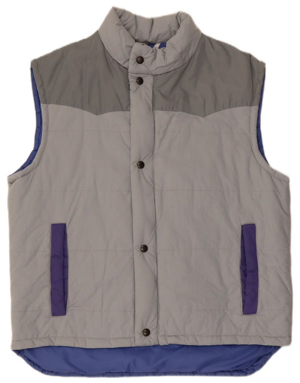Vintage Mens Padded Gilet IT 54 2XL Grey Colourblock