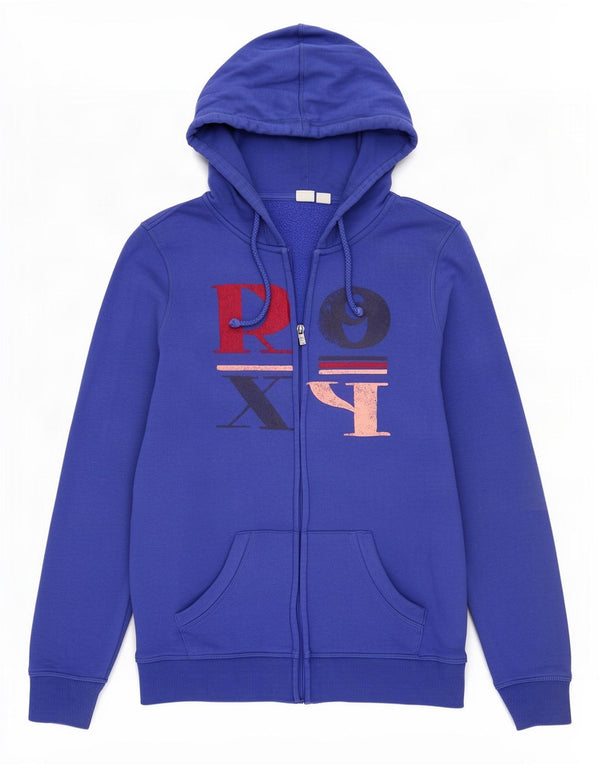 Roxy Womens Graphic Zip Hoodie Pullover UK 18 XL Blaue Baumwolle