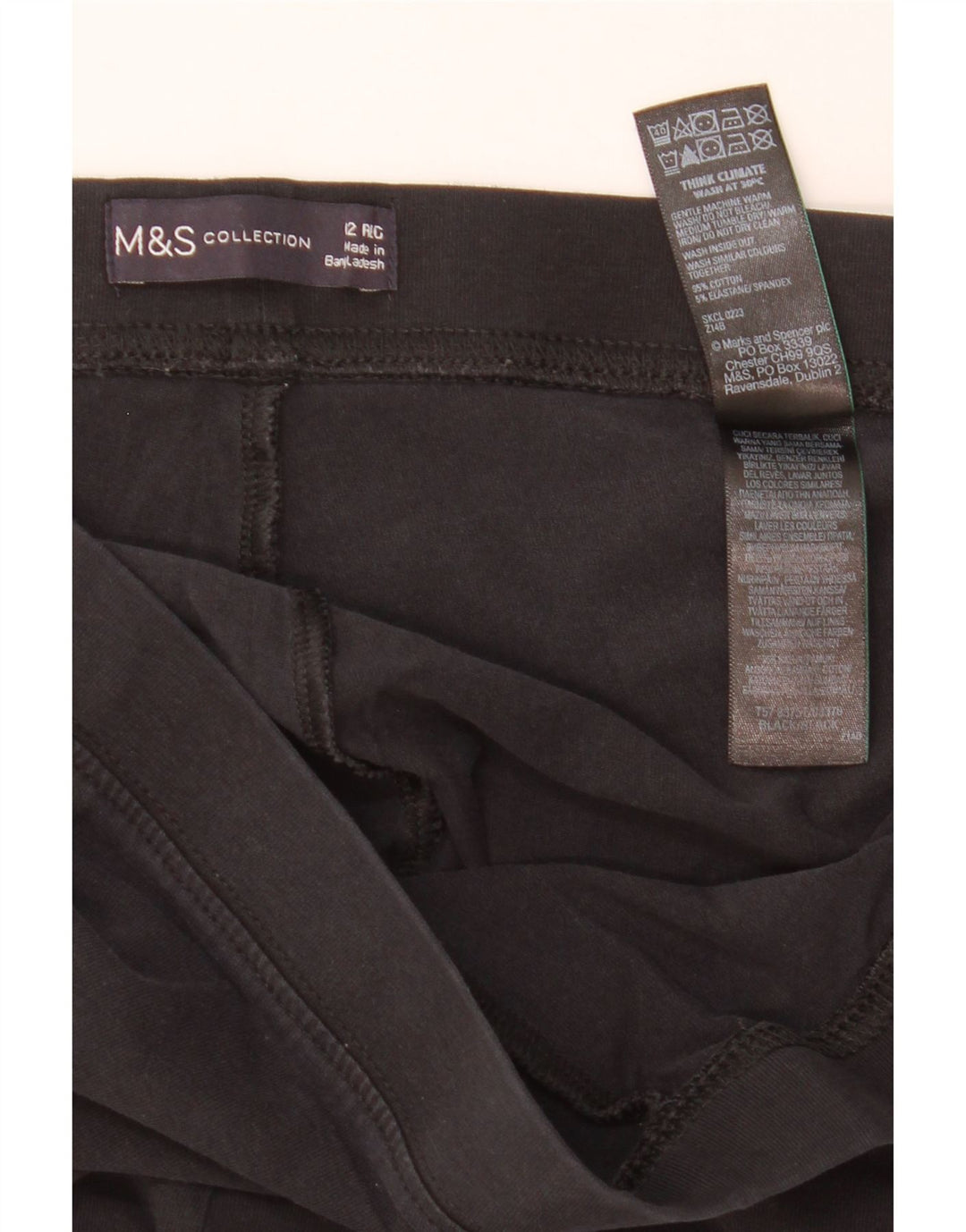 Marks & Spencer Damen Leggings UK 12 Mittelschwarze Baumwolle