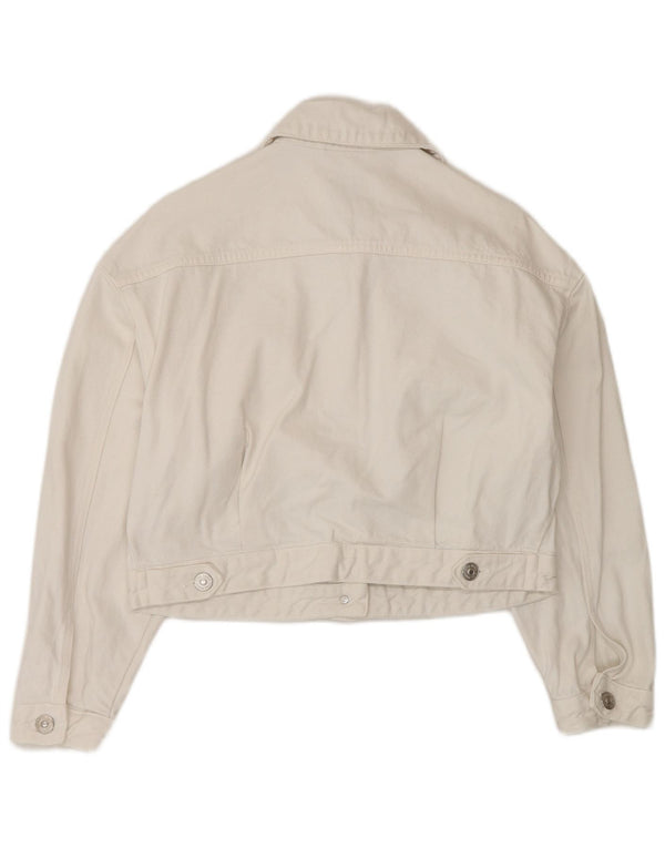 Zara Damen Crop Übergroße Jeansjacke UK 6 XS Weiße Baumwolle