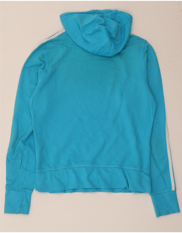 Adidas Damen Graphic Hoodie Pullover UK 14 Mittelblaue Baumwolle