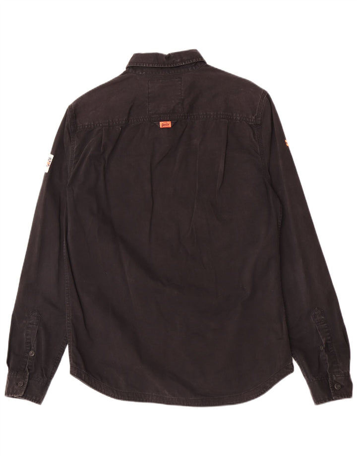 Superdry Herren-Hemd, groß, aus schwarzer Baumwolle