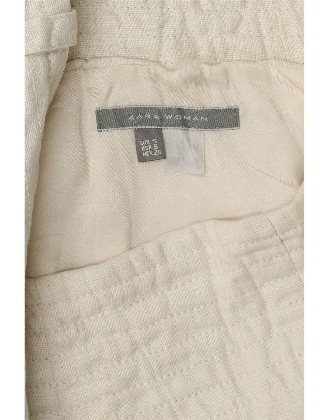Zara Damen Faltenrock Small W26 Weiß Leinen