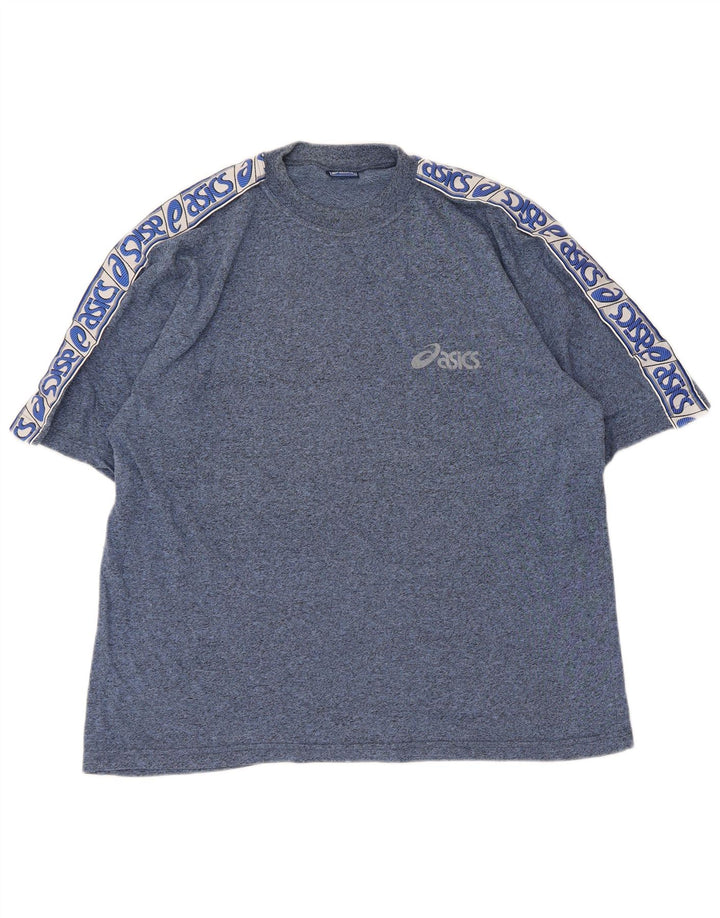 Asics Herren-T-Shirt mit normaler Grafik, Größe L, Blau, Farbblock