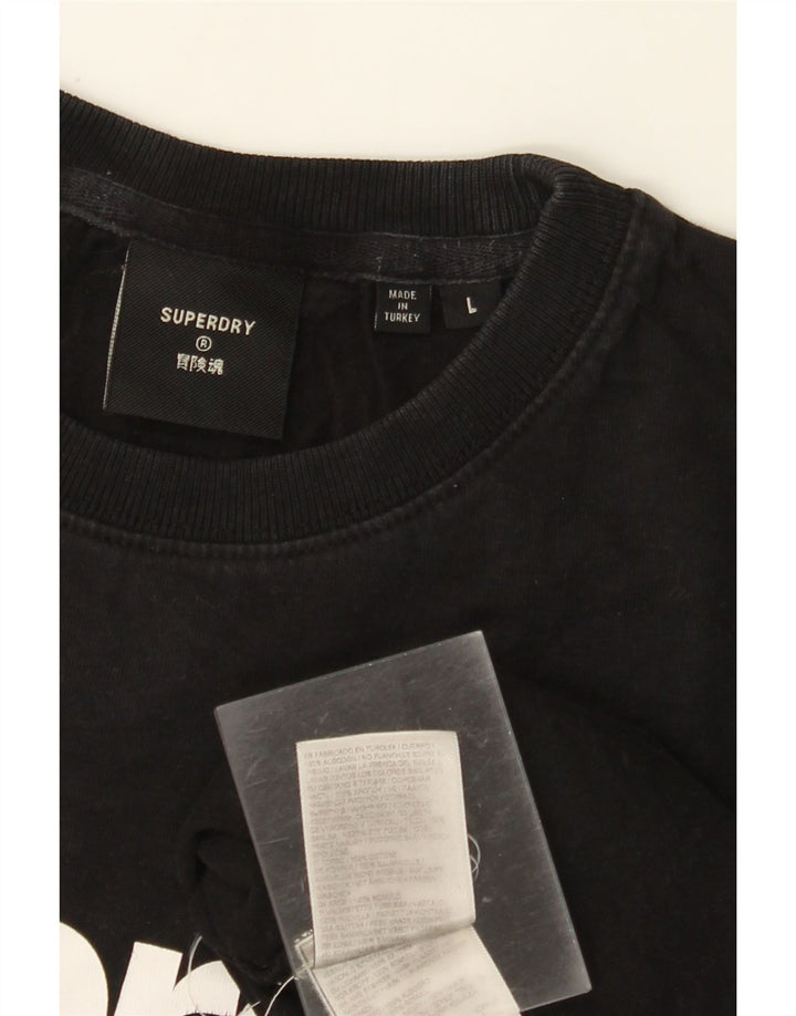 SUPERDRY Damen Grafik-T-Shirt-Oberteil UK 16 Large Schwarz Baumwolle