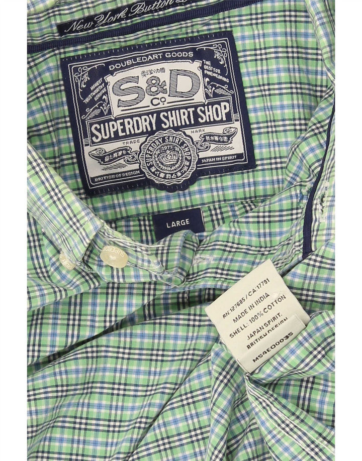 Superdry Herren-Hemd, groß, grün, Gingham-Baumwolle