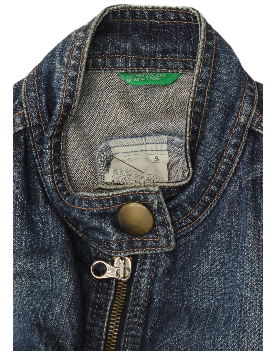 Benetton Damen Jeansjacke UK 8 Small Blaue Baumwolle