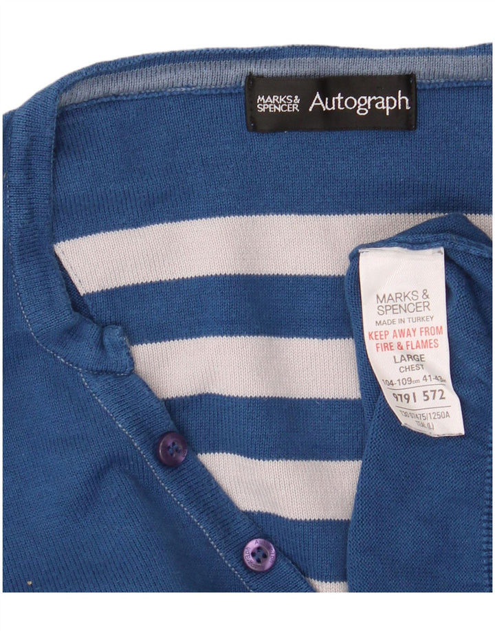 Marks & Spencer Herren Autograph Pullover mit V-Ausschnitt, Größe L, Blau