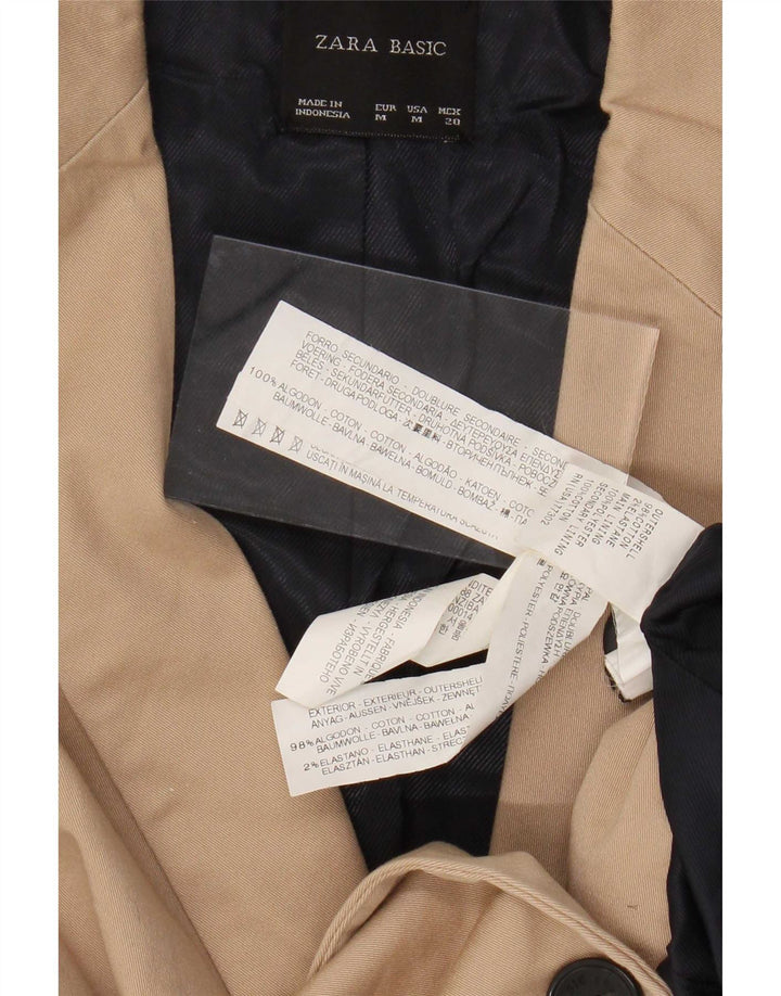Zara Damen-Blazer mit 1 Knopf, UK 12, mittelbeige Baumwolle
