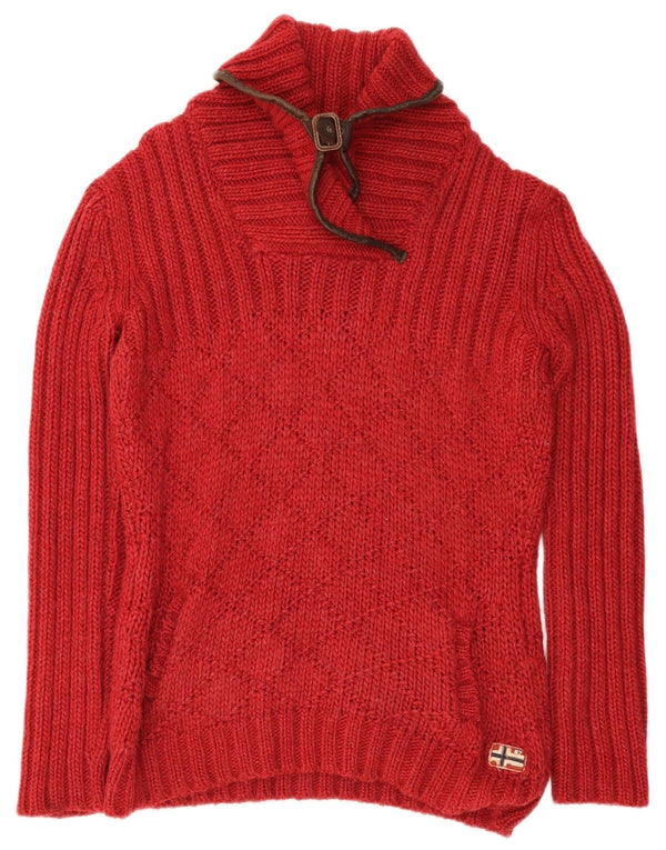 Napapijri Damen-Pullover mit Schalkragen, Gr. 18, XL, Rot, Acryl