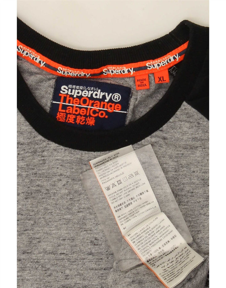 Superdry Herren-Oberteil, langärmelig, XL, Grau, Colourblock-Baumwolle