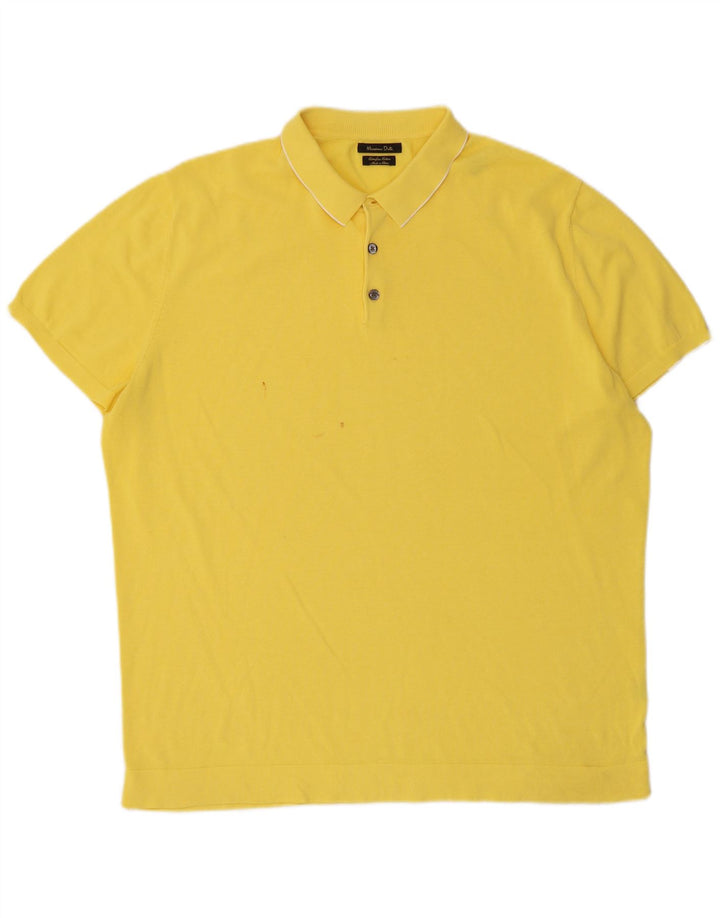 Massimo Dutti Herren Poloshirt XL Gelb Baumwolle