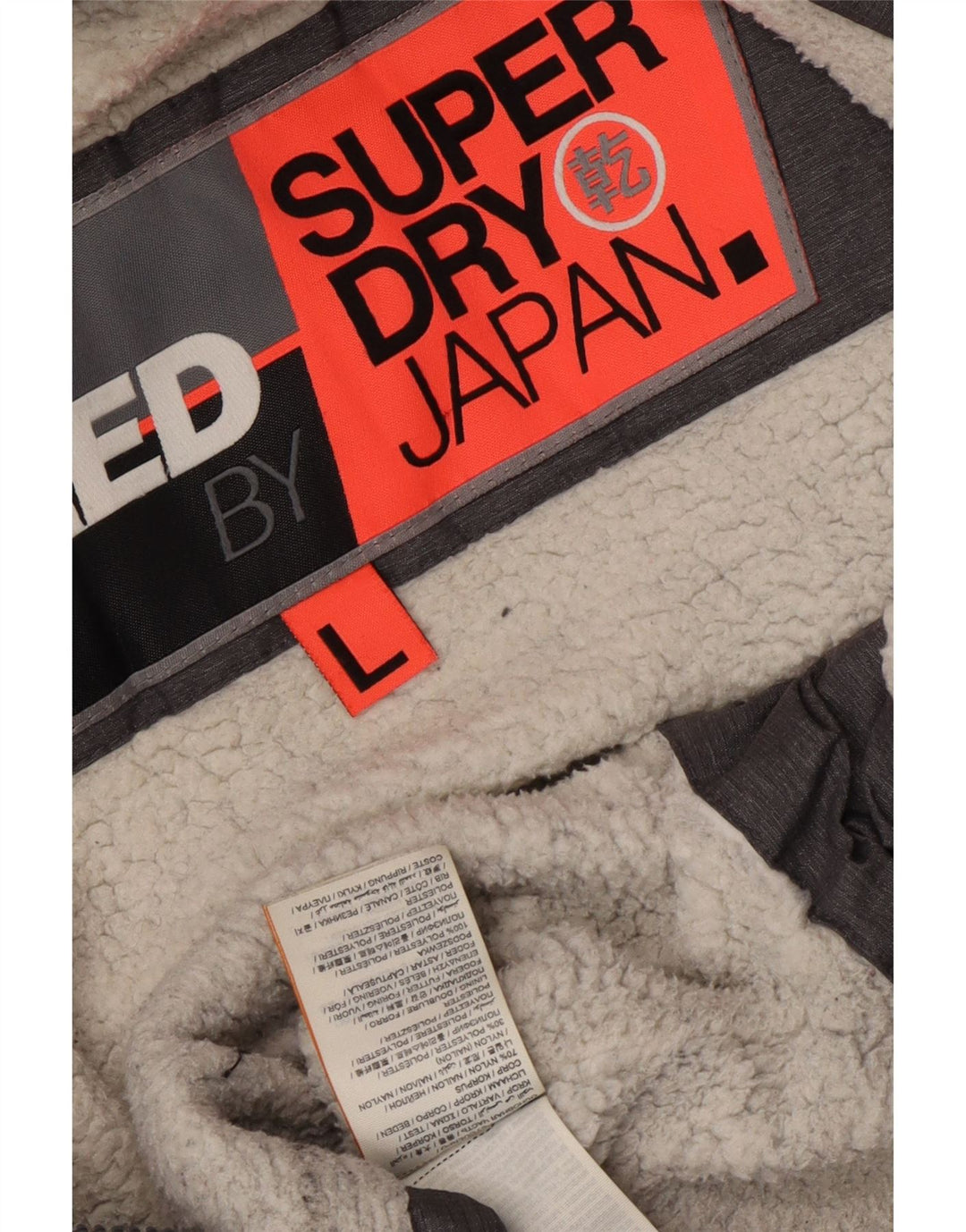 Superdry Damen-Windbreakerjacke mit Kapuze, UK 16, Größe L, graues Nylon