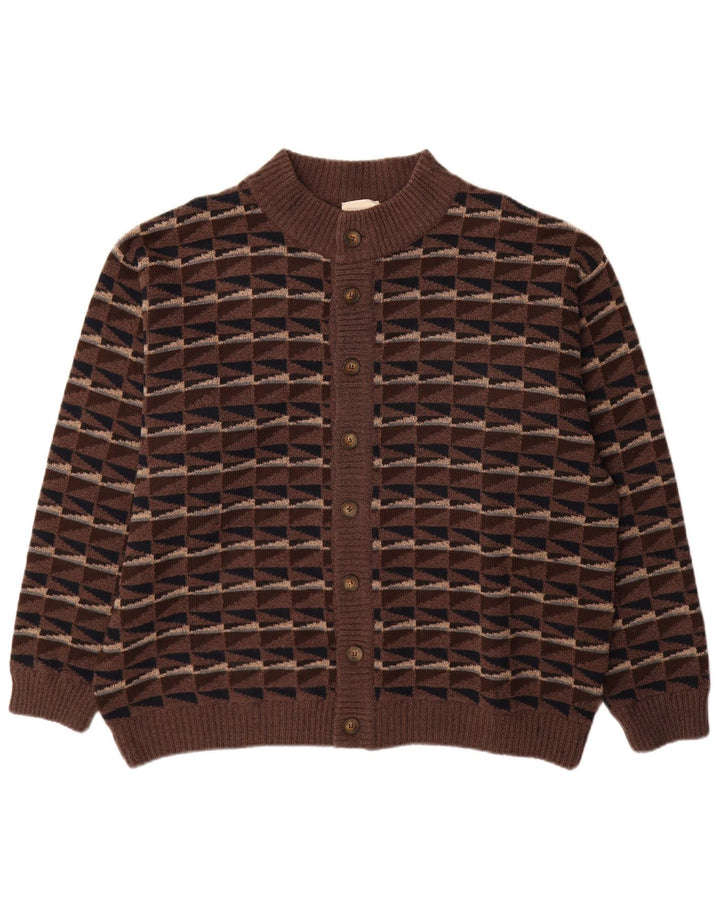 Mazzonetto Herren Strickjacke XL Braun Geometrisch